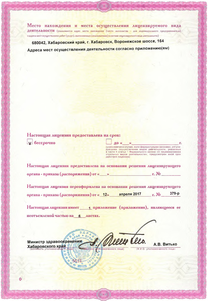 Лицензия (оборотная сторона)